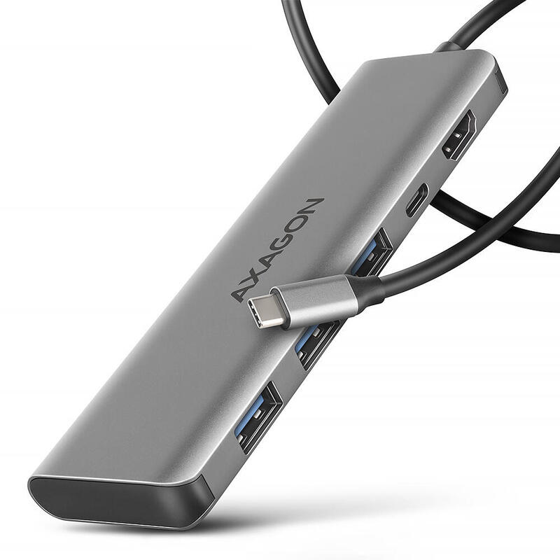 axagon-hmc-5h-usb-c-32-gen-1-hub-3x-usb-a-4k-hdmi-pd-100w-plata