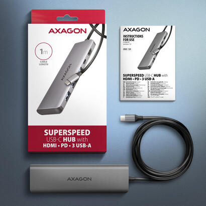 axagon-hmc-5h-usb-c-32-gen-1-hub-3x-usb-a-4k-hdmi-pd-100w-plata