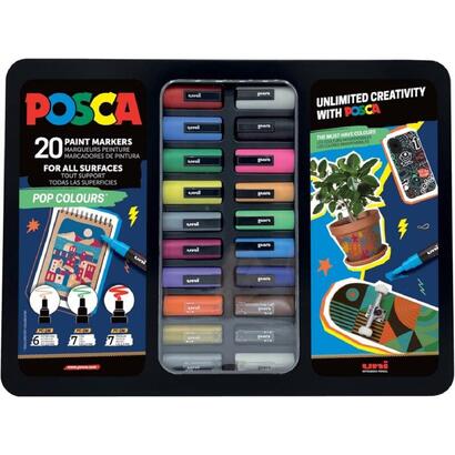 posca-pop-colours-maleta-metalica-con-20-marcadores-de-pintura-surtido-en-color-y-trazo-punta-de-poliester-tinta