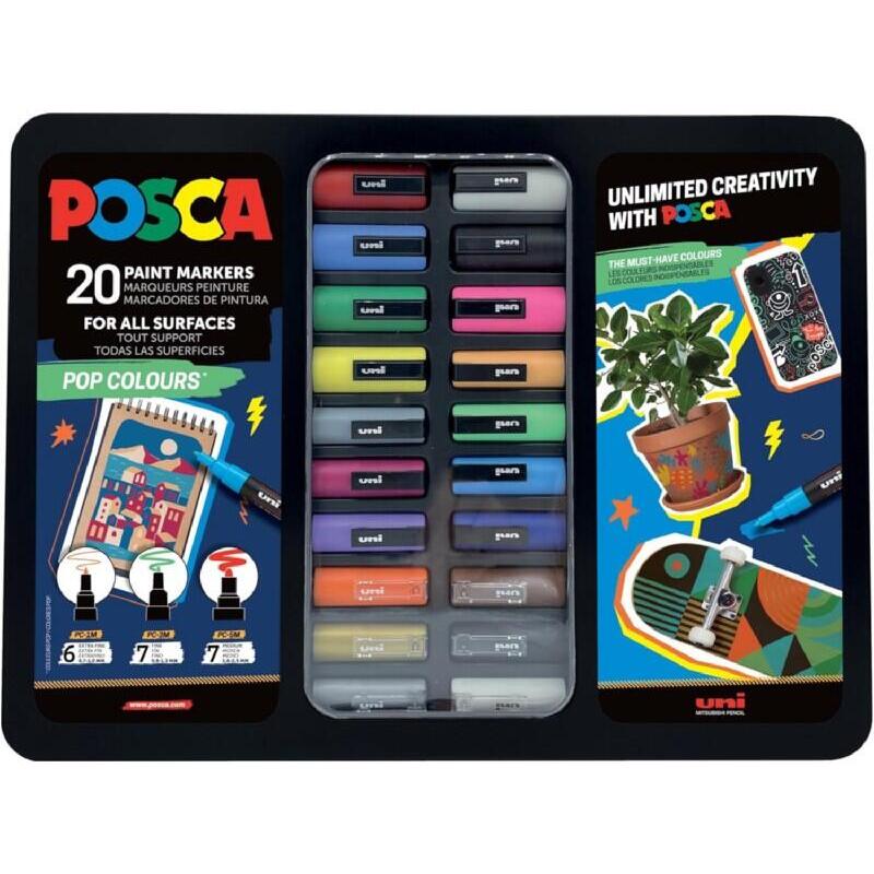 posca-pop-colours-maleta-metalica-con-20-marcadores-de-pintura-surtido-en-color-y-trazo-punta-de-poliester-tinta