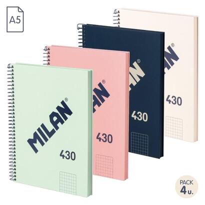 milan-serie-1918-pack-de-4-cuadernos-espiral-formato-a5-cuadricula-5x5mm-80-hojas-de-95-grm2-microperforado-2