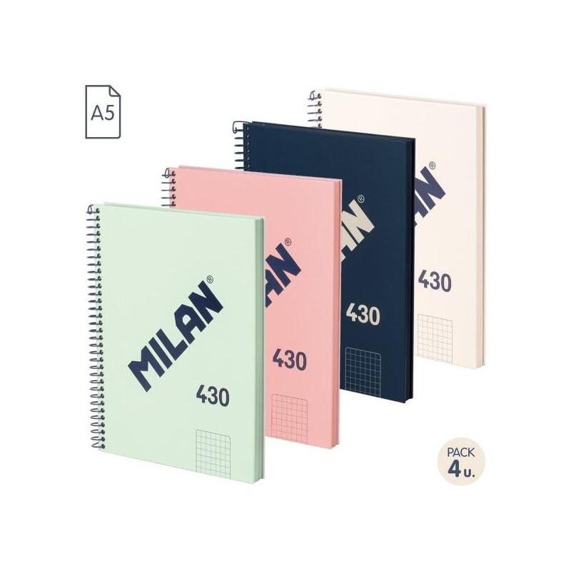 milan-serie-1918-pack-de-4-cuadernos-espiral-formato-a5-cuadricula-5x5mm-80-hojas-de-95-grm2-microperforado-2