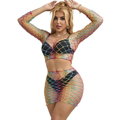 subblime-952440-bodystocking-de-rejilla-2-piezas-manga-larga-arcoiris-talla-unica