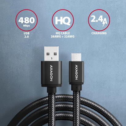 axagon-hmm-am10tb-cable-micro-usb-auf-usb-a-20-negro-1m