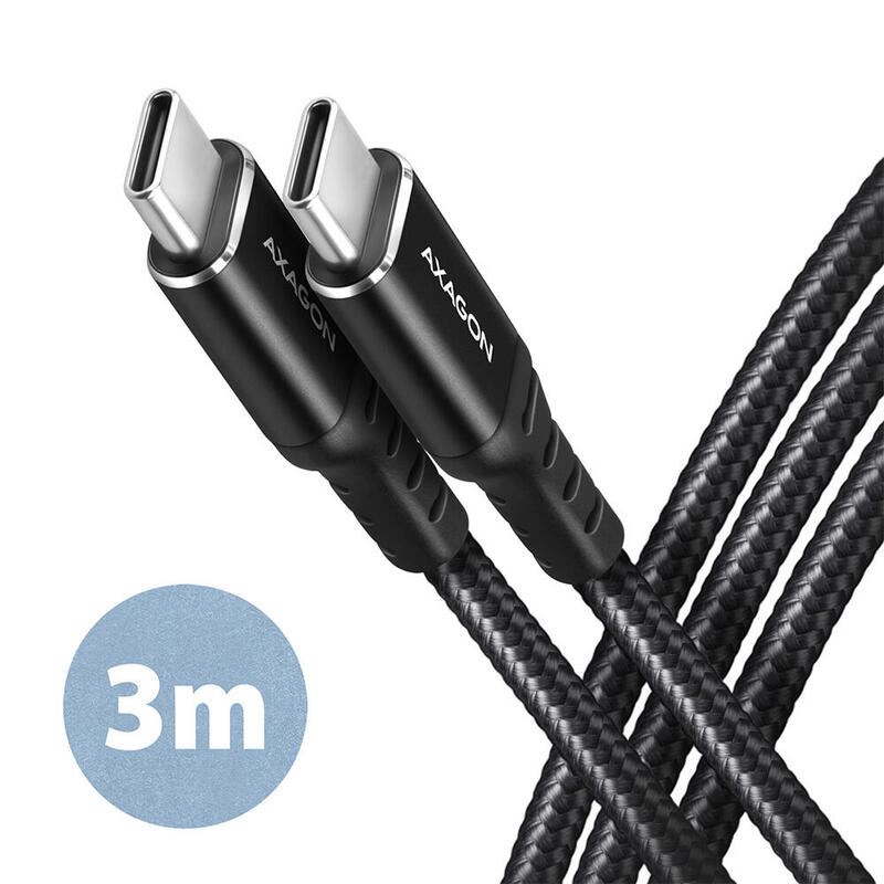 axagon-hcm-cm30ab-usb-c-zu-usb-c-20-cable-3-m-pd-60w-3a-geflochten-negro