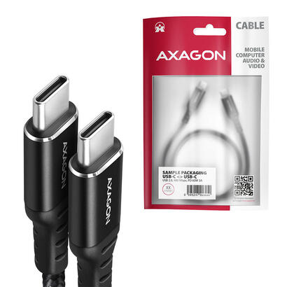 cable-axagon-hcm-cm30ab-usb-c-zu-usb-c-20-3-m-pd-60w-3a-geflochten-negro cable-axagon-hcm-cm30ab-usb-c-zu-usb-c-20-3-m-pd-60w-3a-geflochten-negro