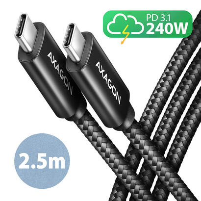 cable-axagon-usb-c-to-usb-c-25m-240wbraid-blk-bucm2-cm25ab