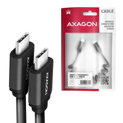 axagon-data-and-charging-usb-20-cable-11-m-long-pd-60w-3a-black-twisted-cable-usb-11-m-usb-c-negro