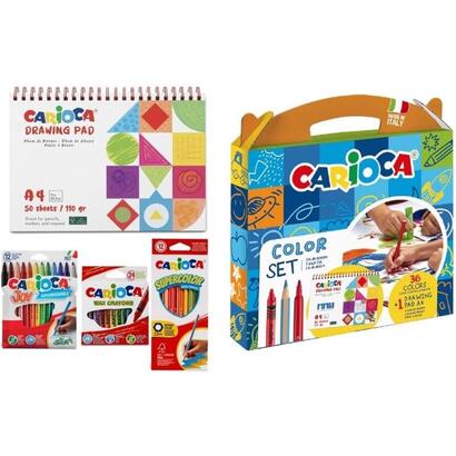 carioca-color-set-pack-con-12-ceras-12-rotuladores-y-12-lapices-de-colores-bloc-de-dibujo-a4-colores-surtidos