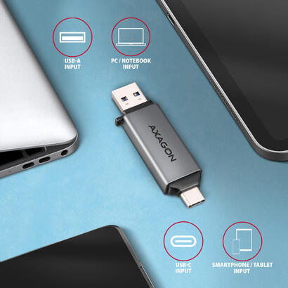 axagon-cre-dac-usb-c-usb-a-5-gbps-mini-card-reader-2-slot-lun-sdmicrosd-lector-de-tarjeta-usb-30-type-atype-c-gris