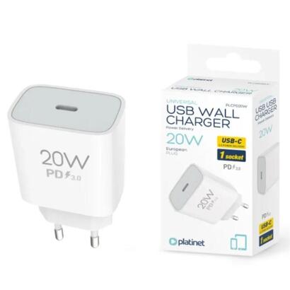 platinet-cargador-de-pared-20w-usb-c-blanco