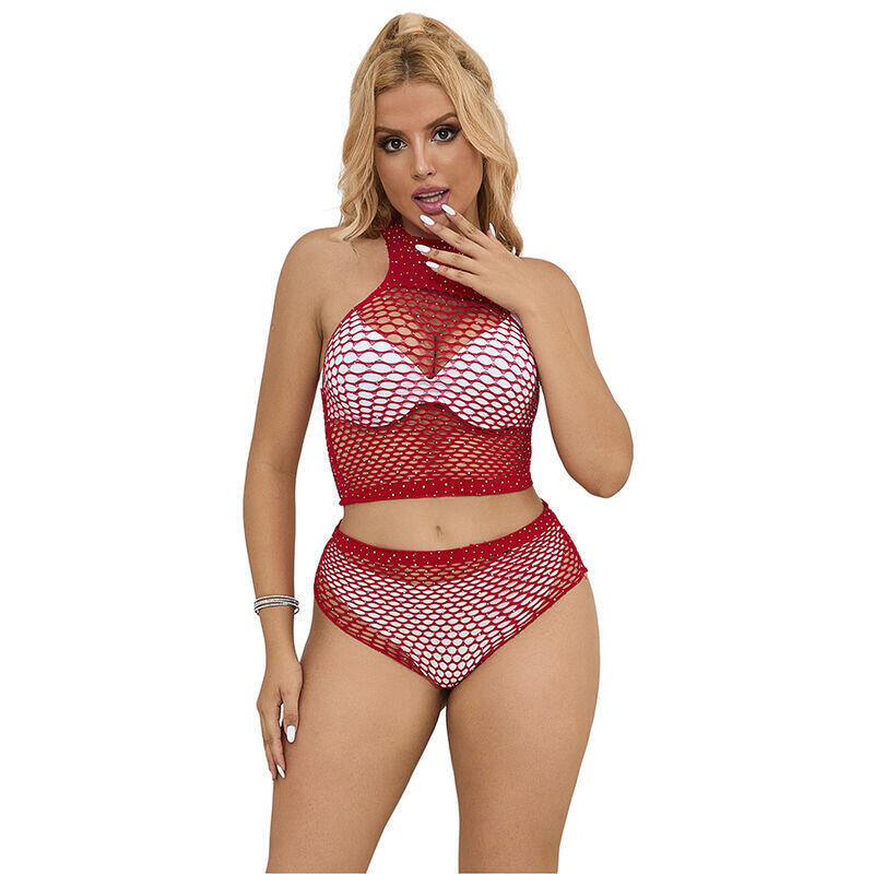 subblime-952402-bodystocking-conjunto-de-rejilla-con-brillantes-rojo-talla-unica