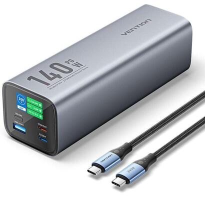 powerbank-27000mah-vention-fhvh0-140w-gris-incluye-cable-usb-tipo-c-y-lightning