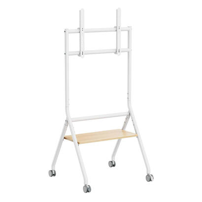 aisens-soporte-de-suelo-eco-con-rueda-1-bandeja-para-pantalla-interactivatv-80kg-de-37-86-blancomadera