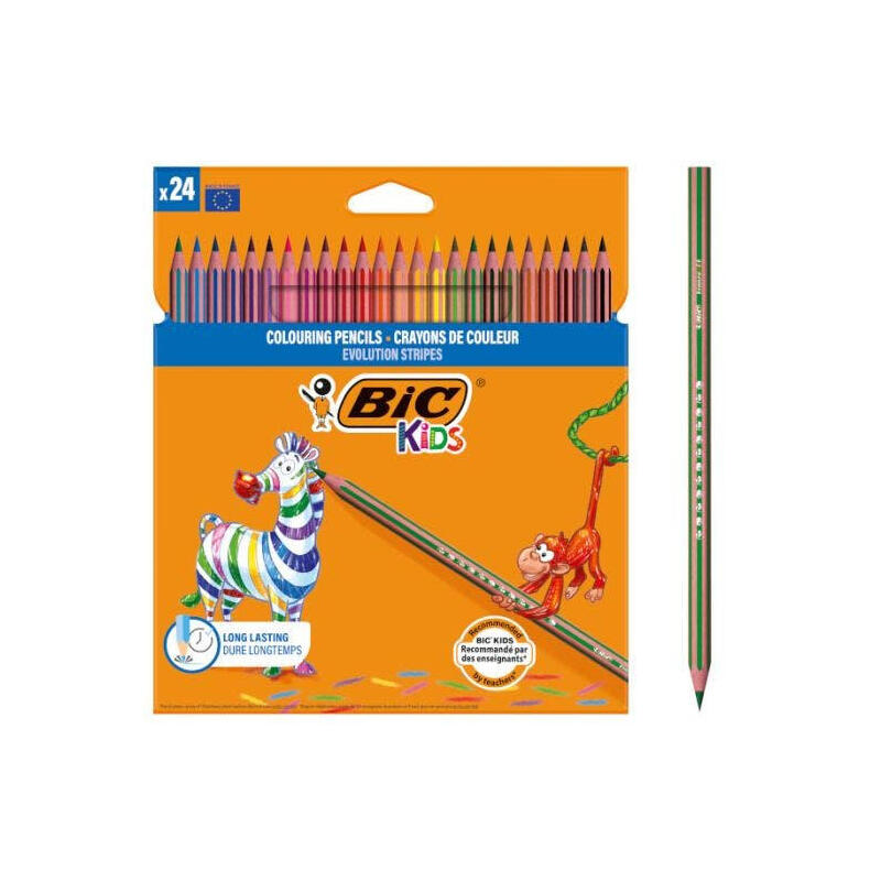 bic-lapices-de-colores-kids-evolution-stripes-estuche-de-24-csurtidos