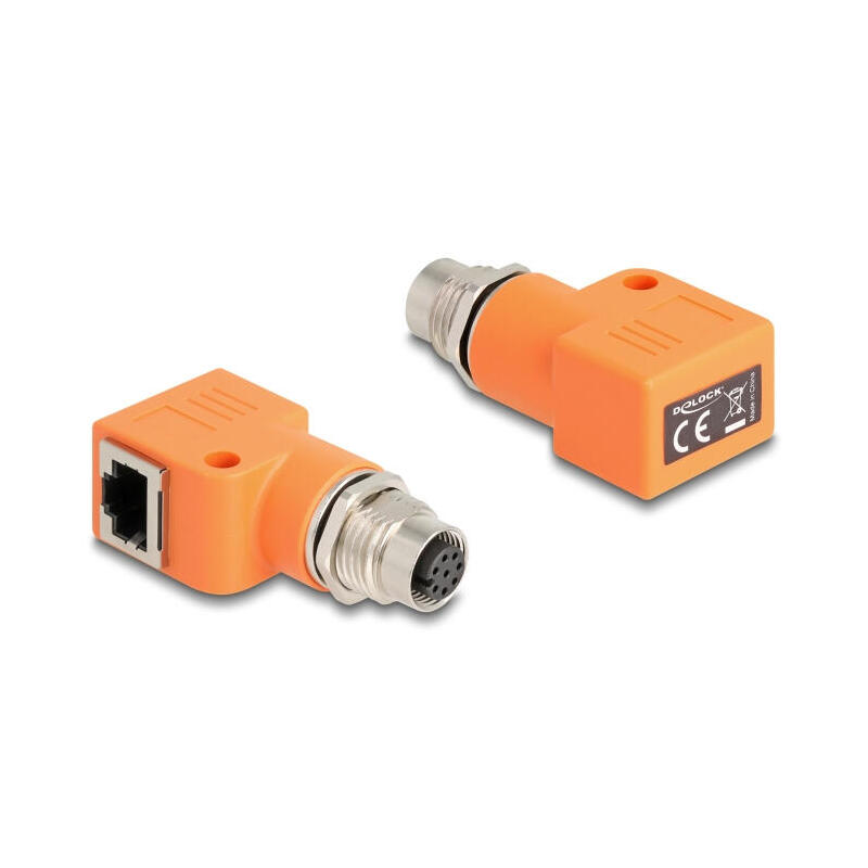 delock-m12-adapter-a-kodiert-8-pin-buchse-zu-rj45-buchse-cat5e-mit-befestigungsloch-90-gewinkelt-naranja