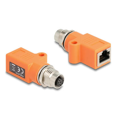 delock-m12-adapter-a-kodiert-8-pin-buchse-zu-rj45-buchse-cat5e-mit-befestigungsloch-gerade-naranja