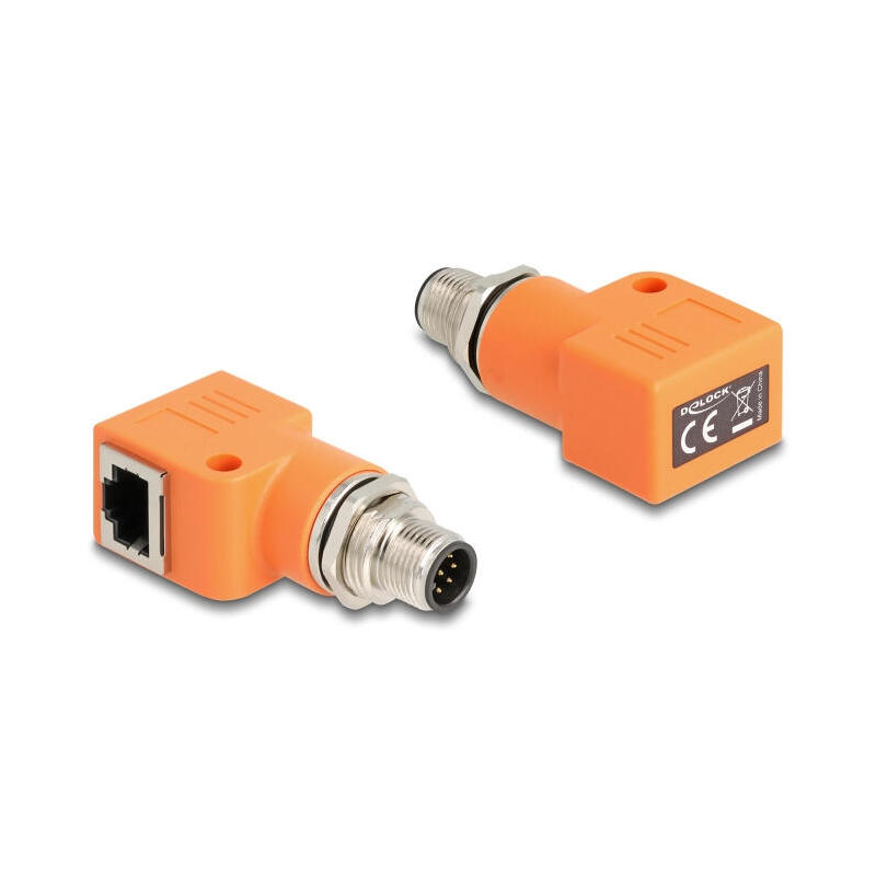 delock-m12-adapter-a-kodiert-8-pin-stecker-zu-rj45-buchse-cat5e-mit-befestigungsloch-90-gewinkelt-naranja