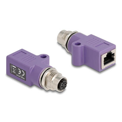 delock-m12-adapter-d-kodiert-4-pin-buchse-zu-rj45-buchse-cat5e-mit-befestigungsloch-gerade-violett