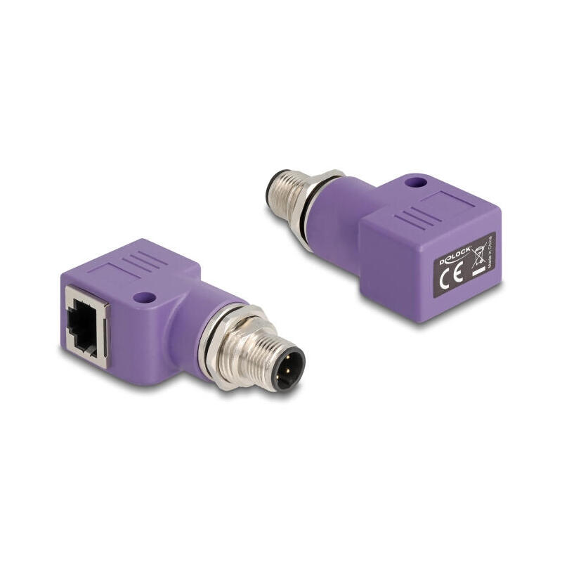 delock-m12-adapter-d-kodiert-4-pin-stecker-zu-rj45-buchse-cat5e-mit-befestigungsloch-90-gewinkelt-violett