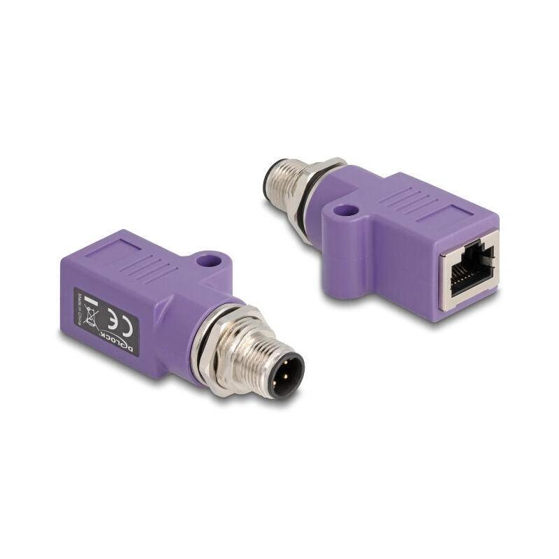 delock-m12-adapter-d-kodiert-4-pin-stecker-zu-rj45-buchse-cat5e-mit-befestigungsloch-gerade-violett