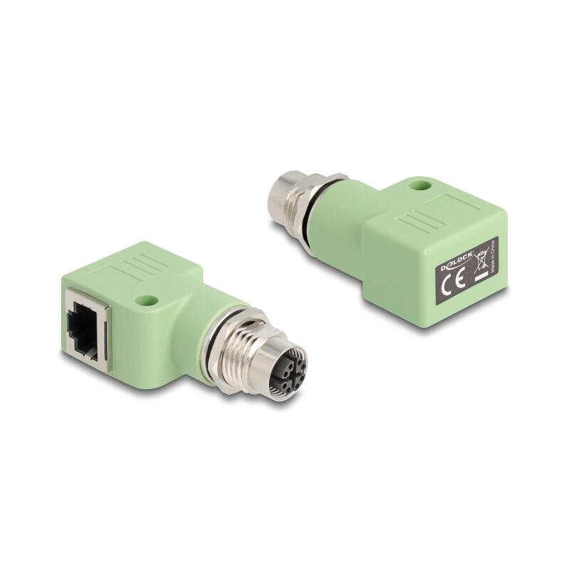 delock-m12-adapter-x-kodiert-8-pin-buchse-zu-rj45-buchse-cat5e-mit-befestigungsloch-90-gewinkelt-grun