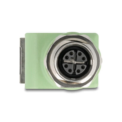 delock-m12-adapter-x-kodiert-8-pin-buchse-zu-rj45-buchse-cat5e-mit-befestigungsloch-90-gewinkelt-grun