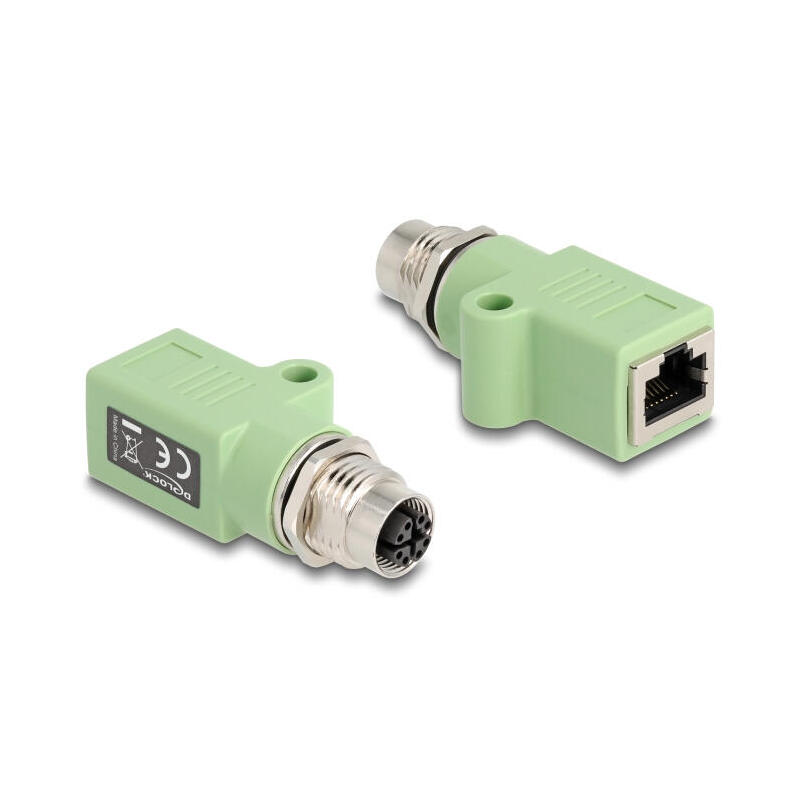 delock-m12-adapter-x-kodiert-8-pin-buchse-zu-rj45-buchse-cat5e-mit-befestigungsloch-gerade-grun