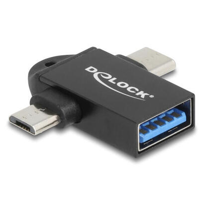 delock-adapter-usb-10-gbps-2-in-1-usb-a-buchse-zu-usb-type-c-stecker-usb-micro-b-stecker-otg