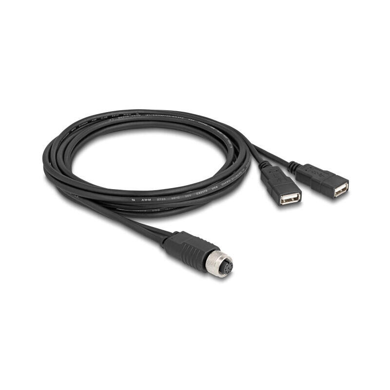 delock-m12-cable-a-kodiert-8-pin-buchse-zu-2-x-usb-20-typ-a-buchse-2-m-schwarz