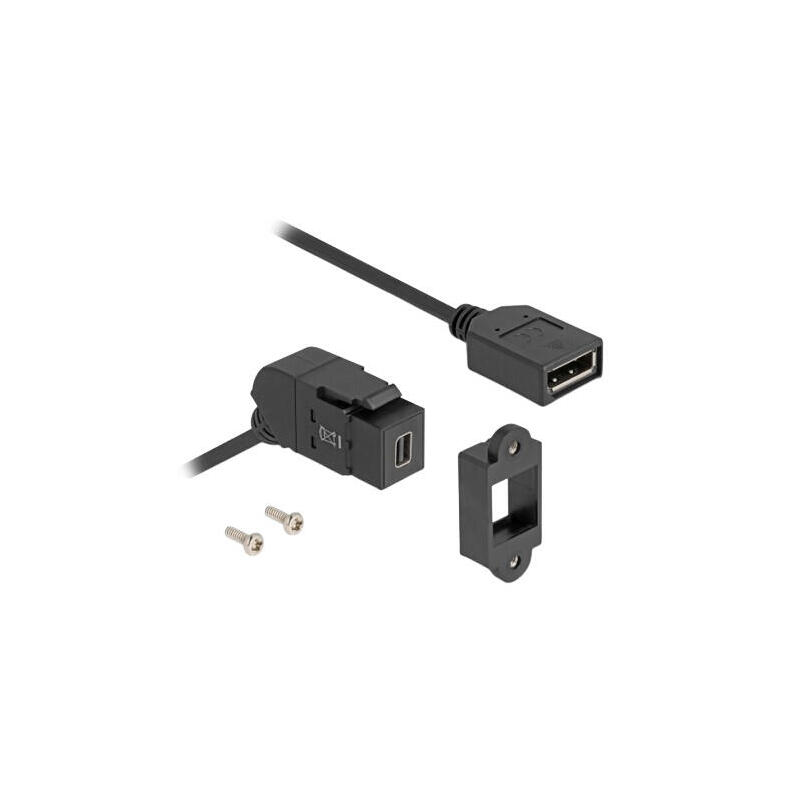 delock-keystone-modul-mini-displayport-einbaubuchse-zu-displayport-buchse-45-gewinkelt-mit-30-cm-cable-8k-30-hz-schwarz