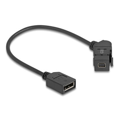 delock-keystone-modul-mini-displayport-einbaubuchse-zu-displayport-buchse-45-gewinkelt-mit-30-cm-cable-8k-30-hz-schwarz