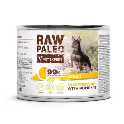 comida-humeda-para-perros-raw-paleo-duoprotein-turkey-cod-adult-200g