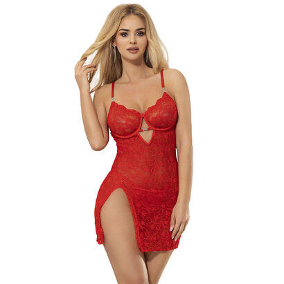 subblime-954215-babydoll-de-encaje-con-tirantes-ajustables-rojo-lxl