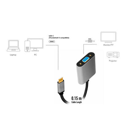 logilink-cua0104-usb-tipo-c-adapter-c-m-to-vga-1080p-aluminium-negro-grey-015m