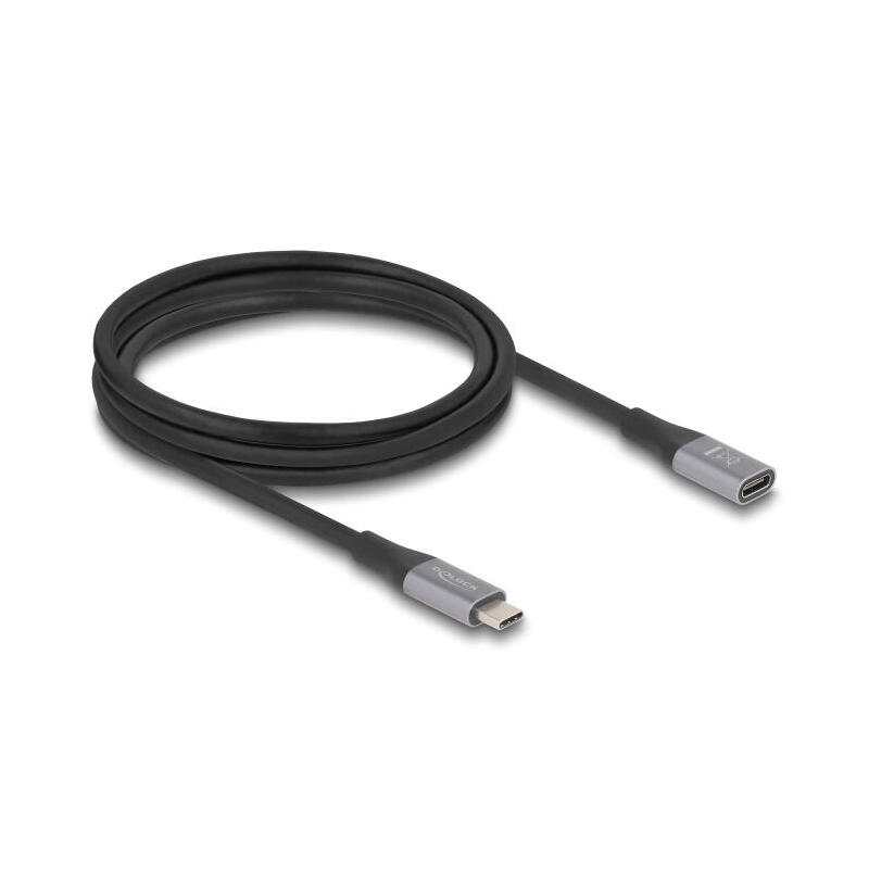 delock-cable-de-extension-usb4-gen-3x2-40-gbps-usb-c-macho-usb-c-hembra-negrogris-2-metros-pd-31-carga-con-240-vatios-81202