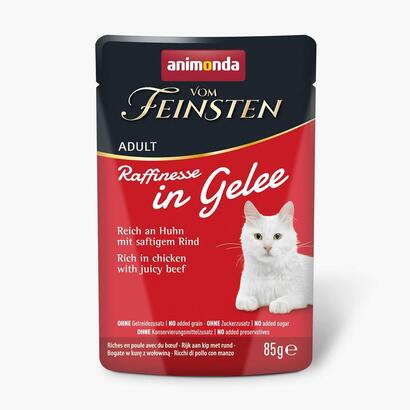 comida-humeda-para-gatos-animonda-vom-feinsten-adult-raffinesse-en-gelatina-rica-en-pollo-con-ternera-85g