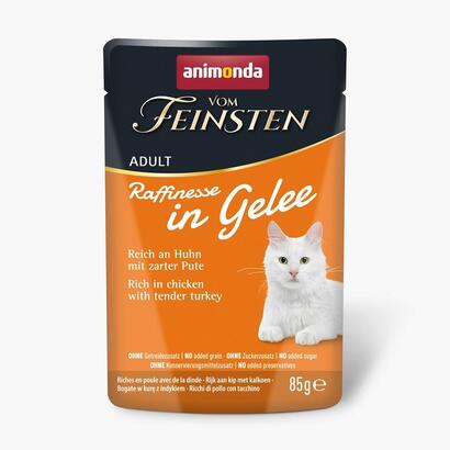 comida-humeda-para-gatos-animonda-vom-feinsten-adult-raffinesse-en-gelatina-rica-en-pollo-con-pavo-85g