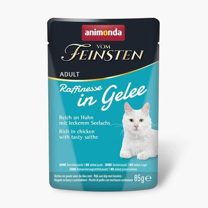 comida-humeda-para-gatos-animonda-vom-feinsten-adult-raffinesse-en-gelatina-rica-en-pollo-con-abadejo-negro-85g