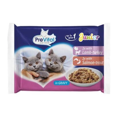 prevital-comida-para-gatos-junior-mix-sabores-con-cordero-pavo-salmon-trucha-en-salsa-comida-humeda-para-gatos-4-x-100-g