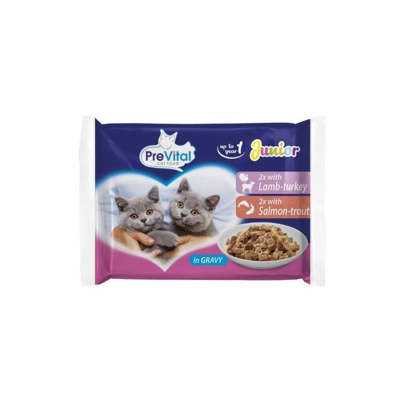 prevital-comida-para-gatos-junior-mix-sabores-con-cordero-pavo-salmon-trucha-en-salsa-comida-humeda-para-gatos-4-x-100-g