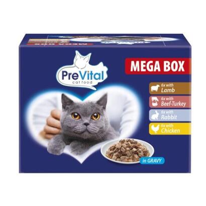 prevital-comida-para-gatos-megabox-con-cordero-ternera-conejo-y-pollo-en-salsa-comida-humeda-para-gatos-24-x-100g