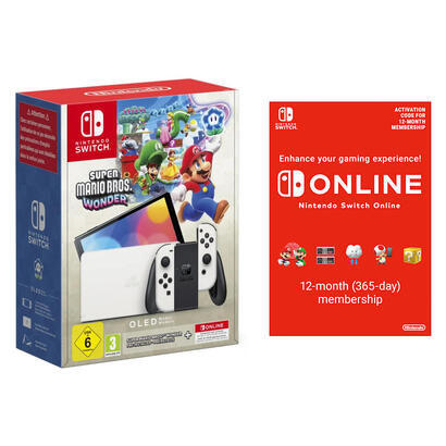 consola-nintendo-switch-oled-blanca-super-mario-bros-wonder-12-meses-nintendo-switch-online