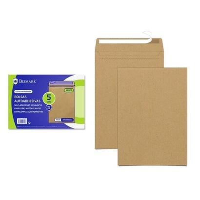 bismark-pack-de-5-sobres-de-papel-kraft-90gr-medidas-229x324mm-cierre-autoadhesivo-marron