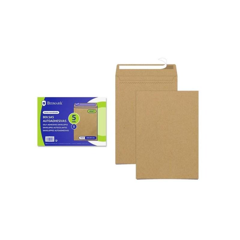 bismark-pack-de-5-sobres-de-papel-kraft-90gr-medidas-229x324mm-cierre-autoadhesivo-marron