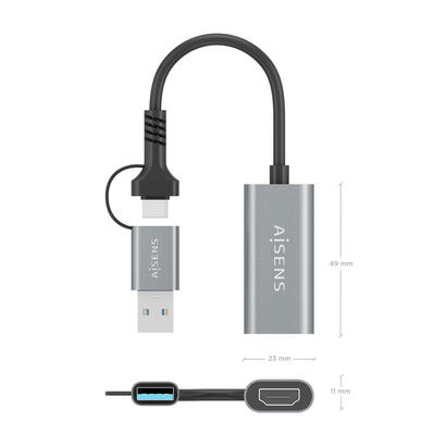 conversor-hdmi-aisens-a109-0913-usb-usb-tipo-c-31-macho-hdmi-macho-15cm-gris