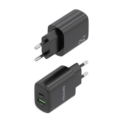 aisens-cargador-25w-1xusb-c-pd30-1xusb-a-qc30-negro