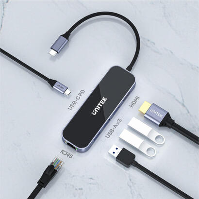 unitek-hub-usb-c-31-rj-45-3xusb-a-hdmi-4k-pd100w