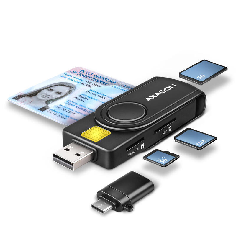 axagon-cre-smp2a-usb-smart-card-sdmicrosdsim-pocketreader-lector-de-tarjeta-inteligente-interior-usb-type-ausb-type-c-negro