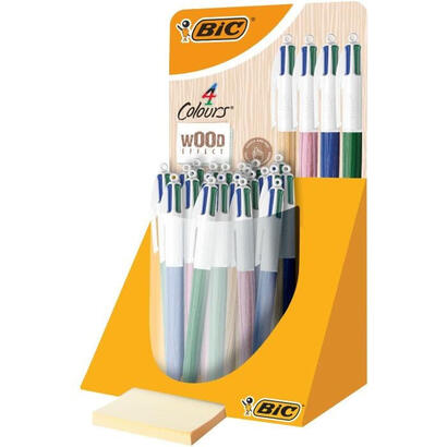bic-4-colours-wood-style-expositor-de-30-boligrafos-de-bola-retractiles-punta-media-de-10mm-tinta-con-base-de-aceite-diseno-made